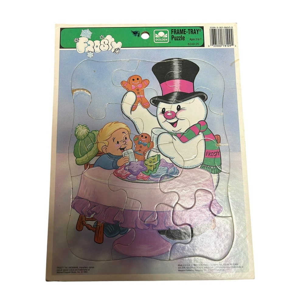 Vintage Frame Tray Puzzle Lot of 2 | 123 Puzzle & 1993 Golden Frosty the Snowman